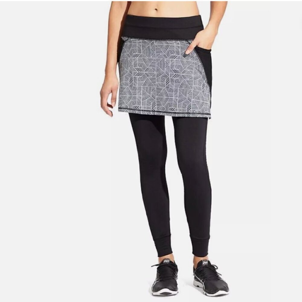Athleta Women's Size XS Geo Powder Peak 2 in 1 Tight Cobblestone Grey Fleece